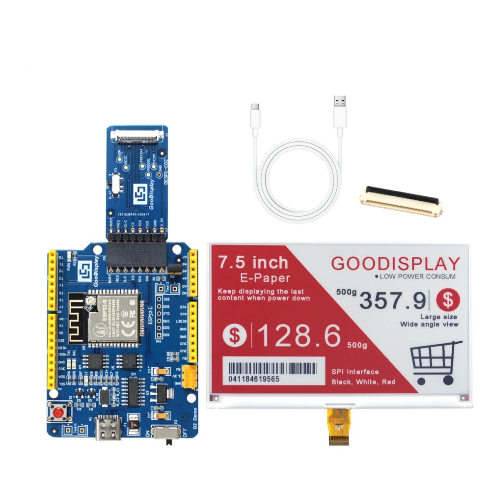 Good Display 7.5 Inch Color Eink UC8179 STM32 Epaper Module, GDEY075Z08 with STM32 Demo Kit DESPI-L(C02)