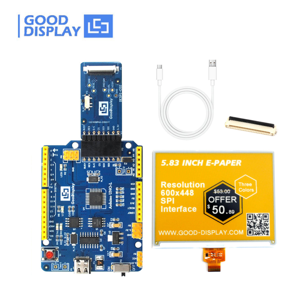 5.83 inch 3-color three colors yellow e-paper display eink screen module with HAT connection board