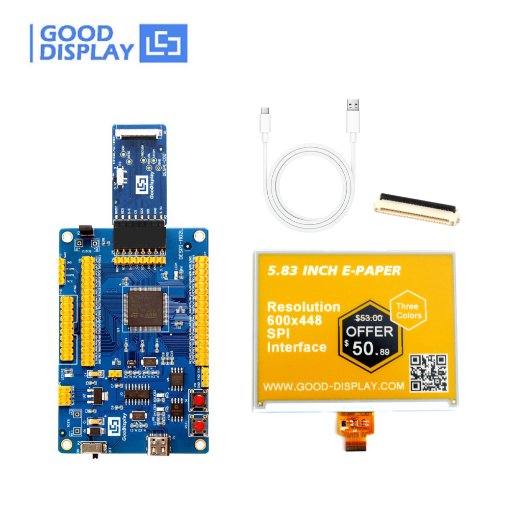 5.83 inch 3-color three colors yellow e-paper display eink screen module with HAT connection board