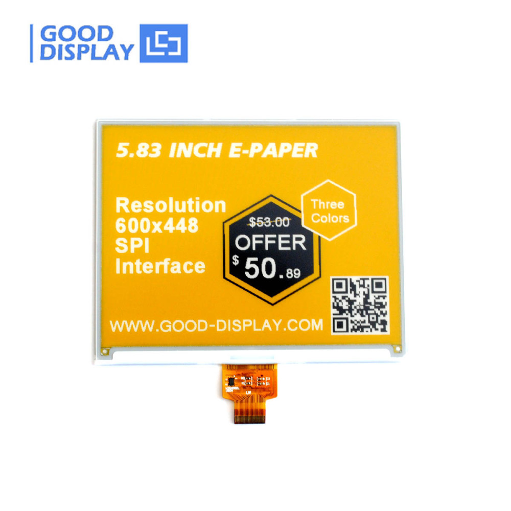 5.83 inch 3-color three colors yellow e-paper display eink screen module with HAT connection board