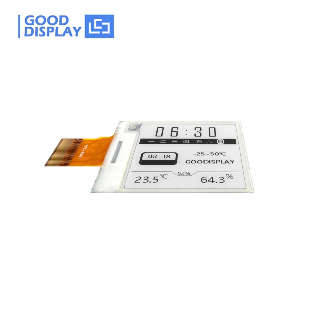 1.54-inch E-paper Display Low Temperature Range -25℃ to 50℃ Resolution 200x200