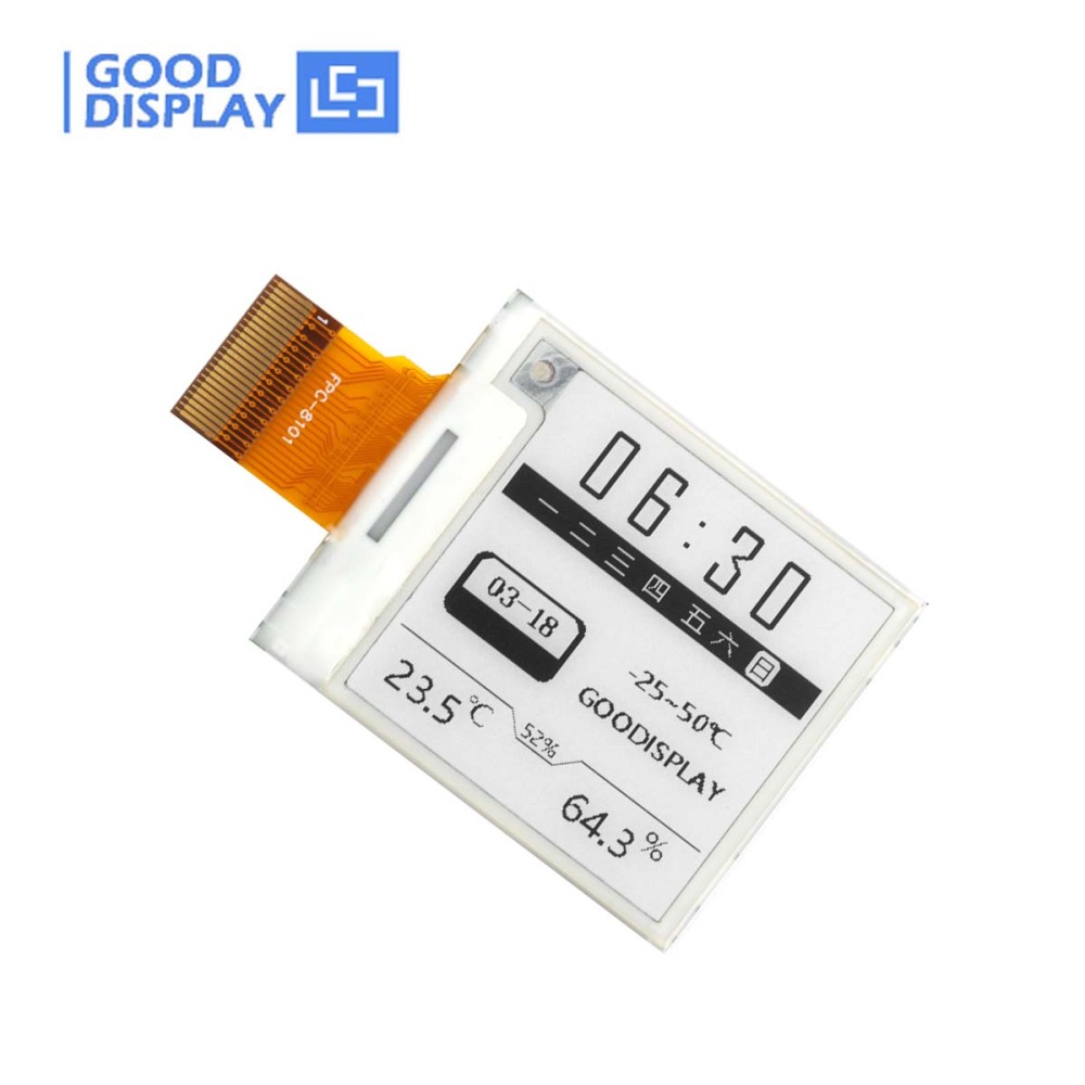 1.54-inch E-paper Display Low Temperature Range -25℃ to 50℃ Resolution 200x200