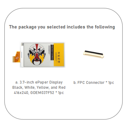 3.7-inch  ePaper raw Display for  Raspberry Pi/Jetson Nan, Black, White, Yellow, and Red, 416x240, GDEM037F52