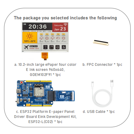 10.2-Inch 4 Color E-Ink Display High-Resolution 960x640 ePaper Screen with Black, White, Red and Yellow