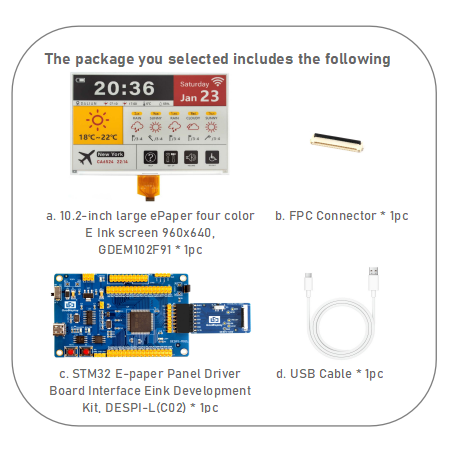 10.2-Inch 4 Color E-Ink Display High-Resolution 960x640 ePaper Screen with Black, White, Red and Yellow