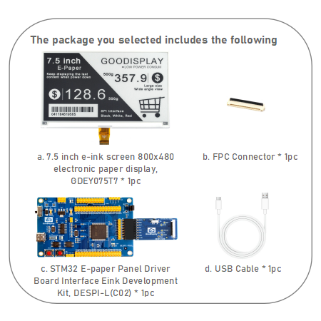 7.5inch E-Ink Screen Module 4-Grayscale 800x480 E Paper Display HAT Fast Refresh 1.5s SPI Interface