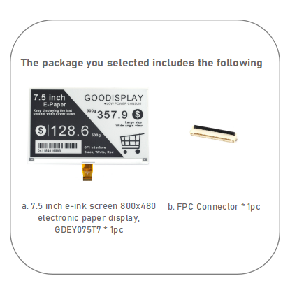 7.5inch E-Ink Screen Module 4-Grayscale 800x480 E Paper Display