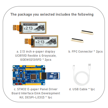 2.13 Inch UC8151D E-paper display Flexible Ultra-thin Partial Refresh 4 Grayscale Eink Screen Module