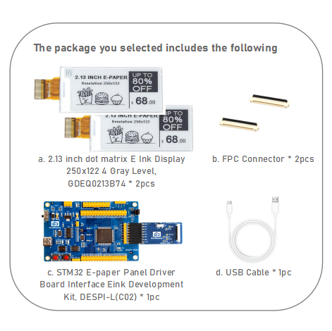 2.13 Inch Dot Matrix E Ink Display Partial Refresh 0.42s SPI HDMI 250x122 EPD Screen