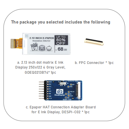 2.13 Inch Dot Matrix E Ink Display Partial Refresh 0.42s SPI HDMI 250x122 EPD Screen