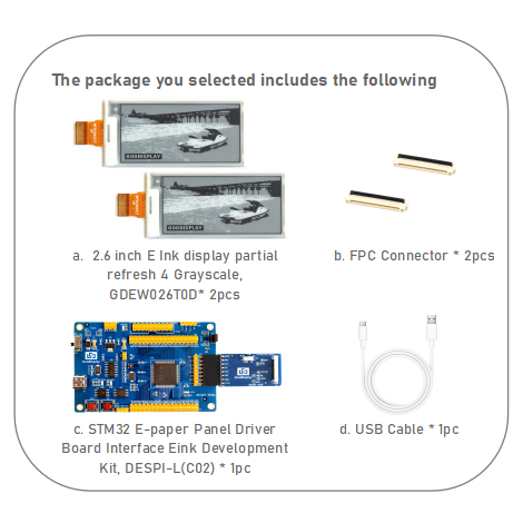 2.6 Inch E-paper Display 0.3s Partial Refresh 4 Grayscale E-ink Screen