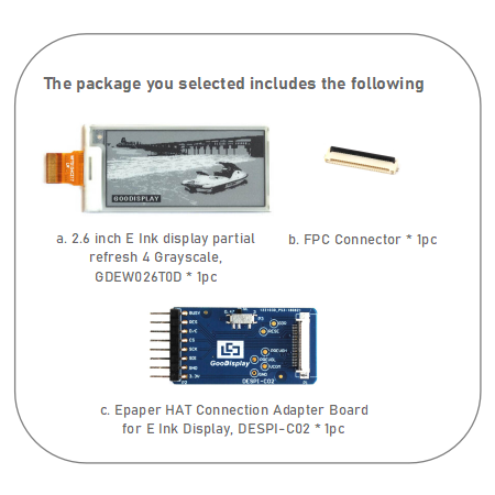 2.6 Inch E-paper Display 0.3s Partial Refresh 4 Grayscale E-ink Screen