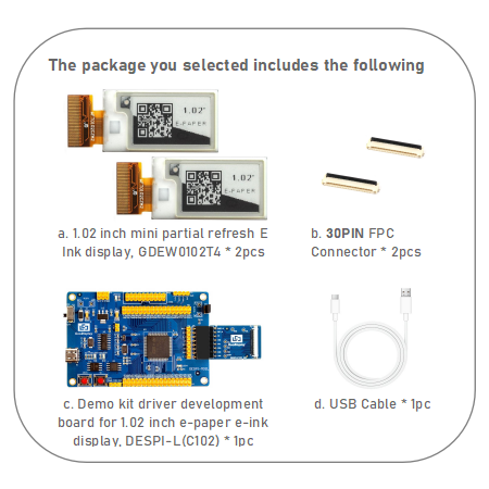 Ultra-Clear 1.02 Inch Mini E Ink Display 0.3s Partial Refresh for Fast Crisp Updates 30PIN
