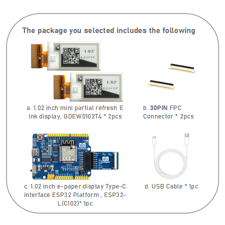 Ultra-Clear 1.02 Inch Mini E Ink Display 0.3s Partial Refresh for Fast Crisp Updates 30PIN