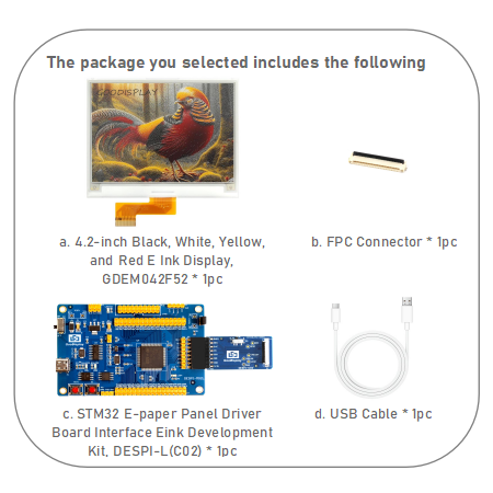 4.2" Multi-Color E Ink Display Black, White, Yellow, and Red with 400x300 Resolution