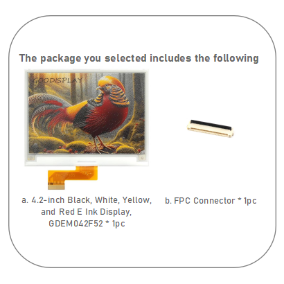 4.2" Multi-Color E Ink Display Black, White, Yellow, and Red with 400x300 Resolution