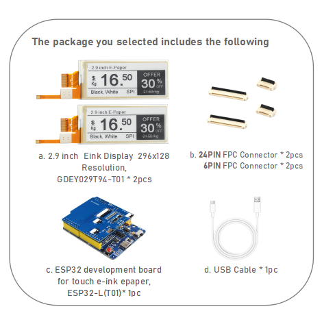 Touch Eink Display 2.9 inch E-paper Display 296x128 Resolution Support 0.3s Partial Refresh