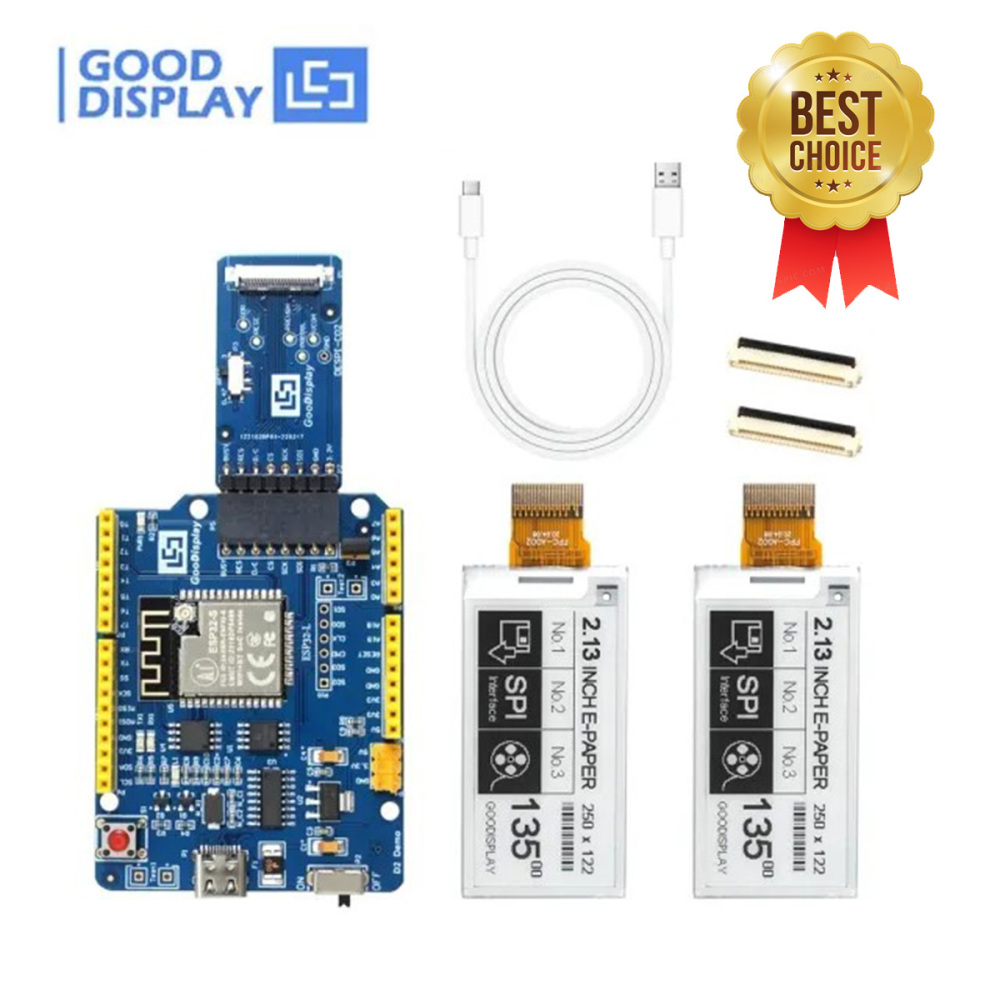 Fast Refresh 2.13 Inch Hd 250x122 Eink Display ESP32 Module Small Screen Spi Epaper, 2pcs GDEY0213B74 with ESP32 Demo Kit