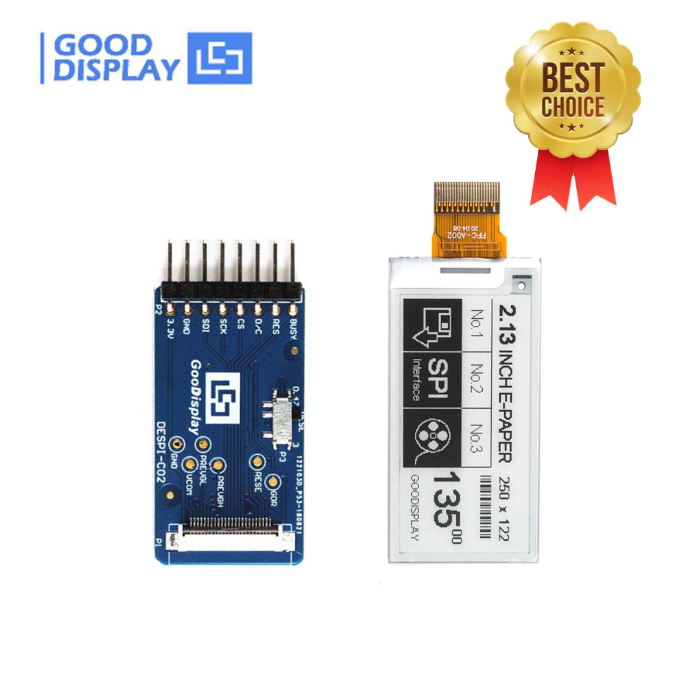 2.13 Inch Small E Ink Module Epaper HAT 250x122 Electronic Paper Display, GDEY0213B74 with adapter board DESPI-C02