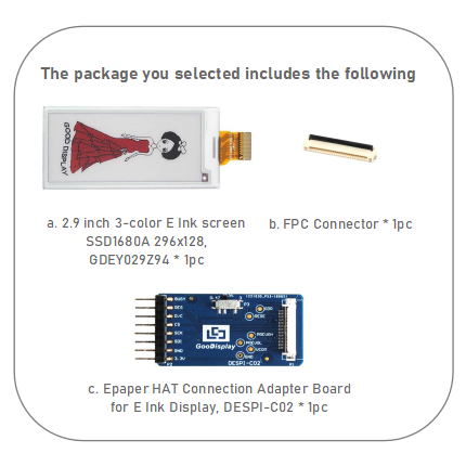 2.9 Inch E-Paper Module Screen For E Ink Color SPI Electronic DIY Screen, GDEY029Z94 with adapter board DESPI-C02