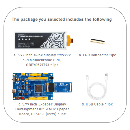 High-Resolution 5.79-Inch E-Ink Display Monochrome EPD 792x272 SPI Interface, Partial Refresh