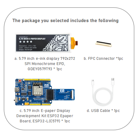 High-Resolution 5.79-Inch E-Ink Display Monochrome EPD 792x272 SPI Interface, Partial Refresh