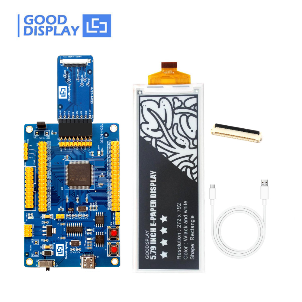 High-Resolution 5.79-Inch E-Ink Display Monochrome EPD 792x272 SPI Interface, Partial Refresh