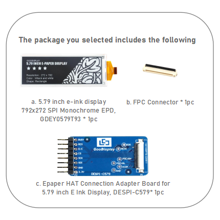 High-Resolution 5.79-Inch E-Ink Display Monochrome EPD 792x272 SPI Interface, Partial Refresh