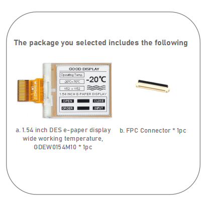 1.54 inch DES E-paper Display -10℃~60℃ Wide Working Temperature 152X152 Resolution EPD