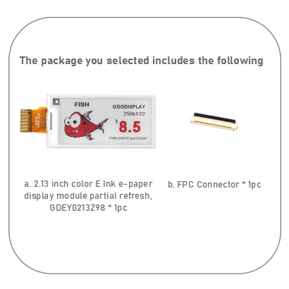 2.13 Inch Color E Ink 250x122 HD E-paper Display 1.8s Partial Update