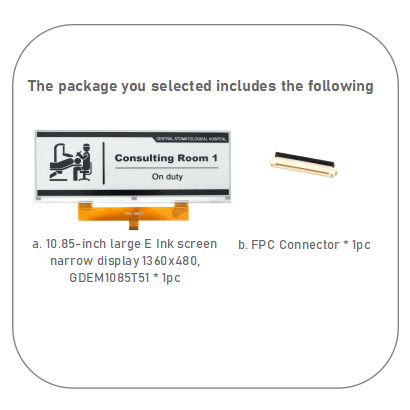 10.85-inch large E Ink screen narrow display 1360x480 with 0.4s Partial Update