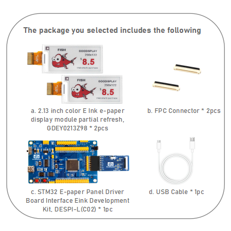 2.13 Inch Color E Ink 250x122 HD E-paper Display 1.8s Partial Update