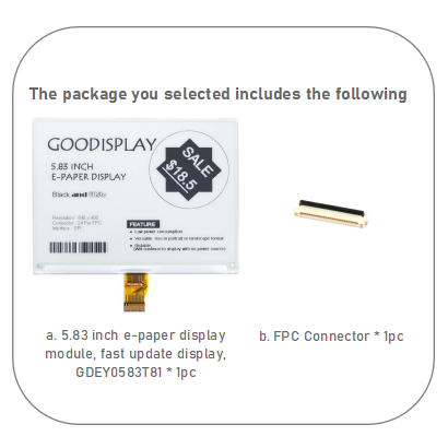 5.83 inch high resolution 1.5s for fast update 648x480, e-paper display, black and white,0.3s for partial update