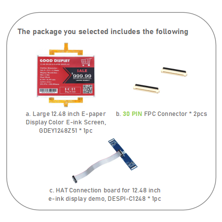 Red 12.48 inch Large Color E Paper E Ink Display Module 1304×984 Resolution GoodDisplay®