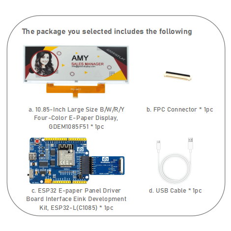 10.85-Inch Large Size Black White Red and Yellow Four-Color E-Paper Display 1360x480