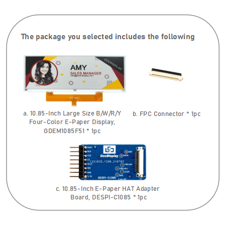 10.85-Inch Large Size Black White Red and Yellow Four-Color E-Paper Display 1360x480