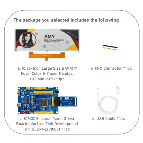 10.85-Inch Large Size Black White Red and Yellow Four-Color E-Paper Display 1360x480