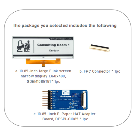 10.85-inch large E Ink screen narrow display 1360x480 with 0.4s Partial Update