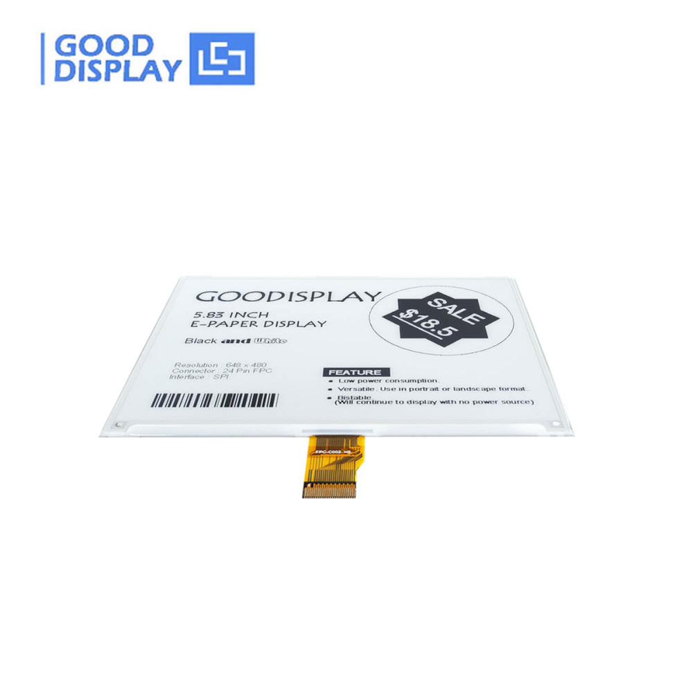 5.83 inch high resolution 1.5s for fast update 648x480, e-paper display, black and white,0.3s for partial update