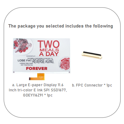 GooDisplay Large Color Epd 11.6 inch E Ink E Paper Eink Display Tri-Color E-Ink Display