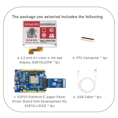 4.2-Inch Tri-Color E-Paper Display 1.3s Partial Refresh 400x300 Resolution