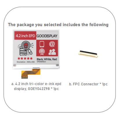 4.2-Inch Tri-Color E-Paper Display 1.3s Partial Refresh 400x300 Resolution