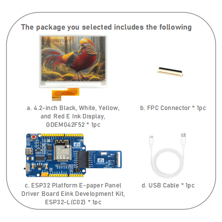 4.2-inch Black, White, Yellow, and Red E Ink Display 400x300 4 Colors e paper, GDEM042F52