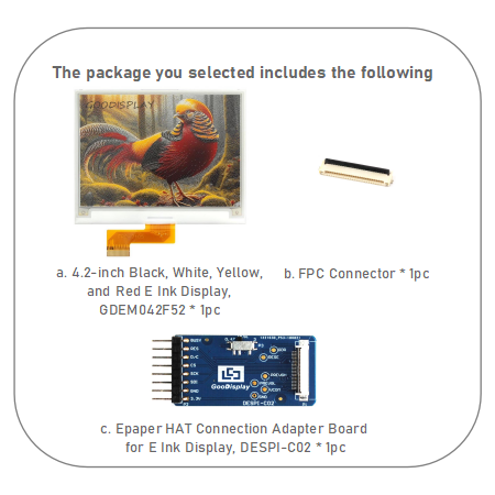 4.2-inch Black, White, Yellow, and Red E Ink Display 400x300 4 Colors e paper, GDEM042F52