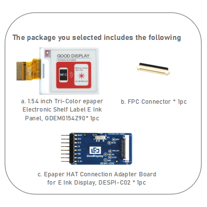 Epaper-display Thin 1.54inch Tri-Color epaper Electronic Shelf Label E Ink Panel