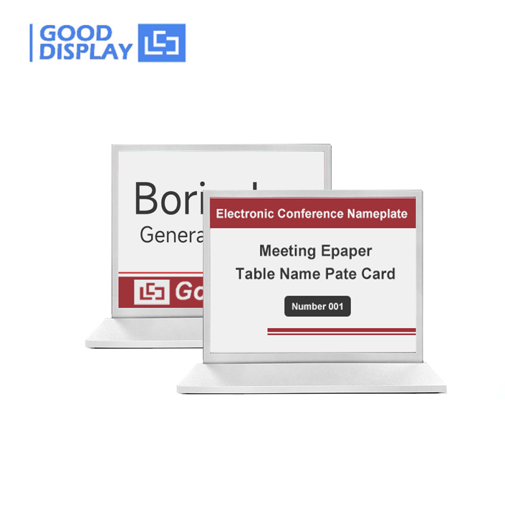 4.2" Electronic Paper Sign with Bluetooth & Metal Base Editable Digital Business Card Name Badges