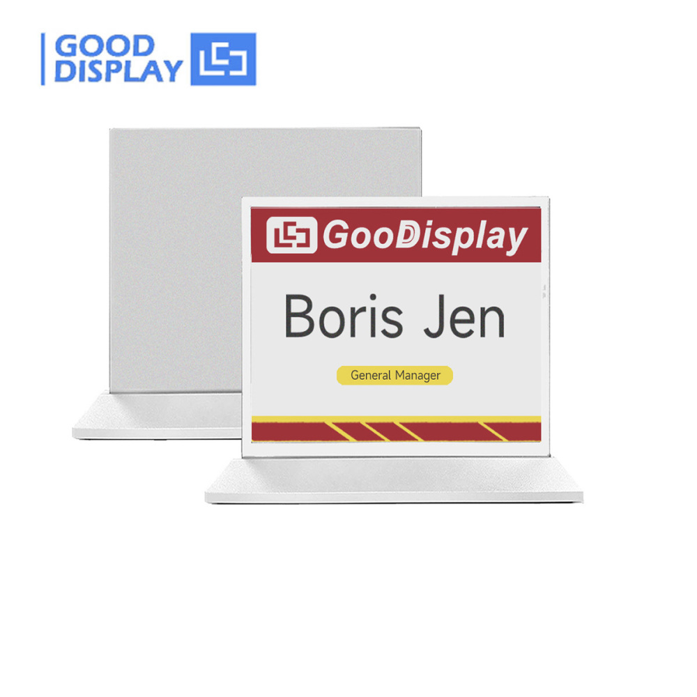 4.2" Electronic Paper Sign with Bluetooth & Metal Base Editable Digital Business Card Name Badges