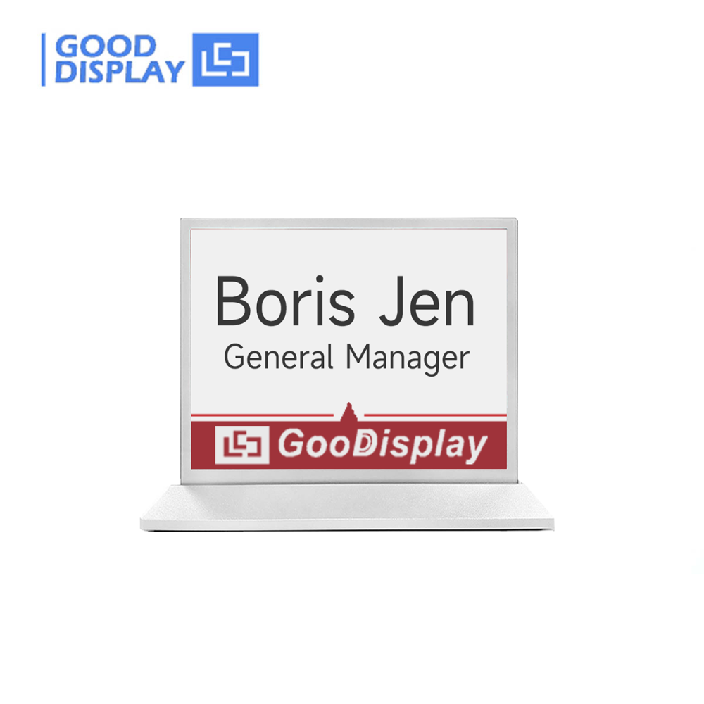 4.2" Electronic Paper Sign with Bluetooth & Metal Base Editable Digital Business Card Name Badges