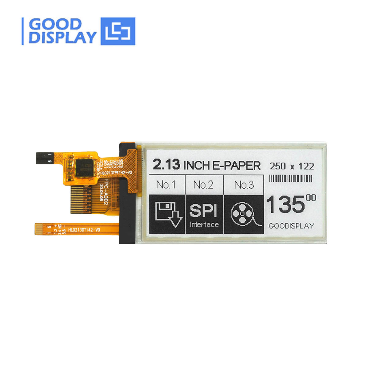 Touchscreen and Front-light E-Paper 2.13Inch E-Ink HAT for