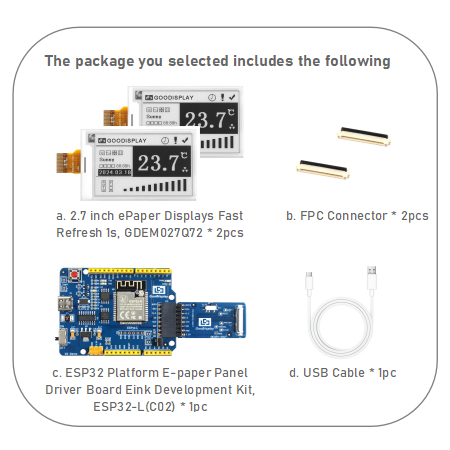 1s Fast Refresh 2.7inch E-Ink Display Panel with SPI Interface Black/White Two Colors